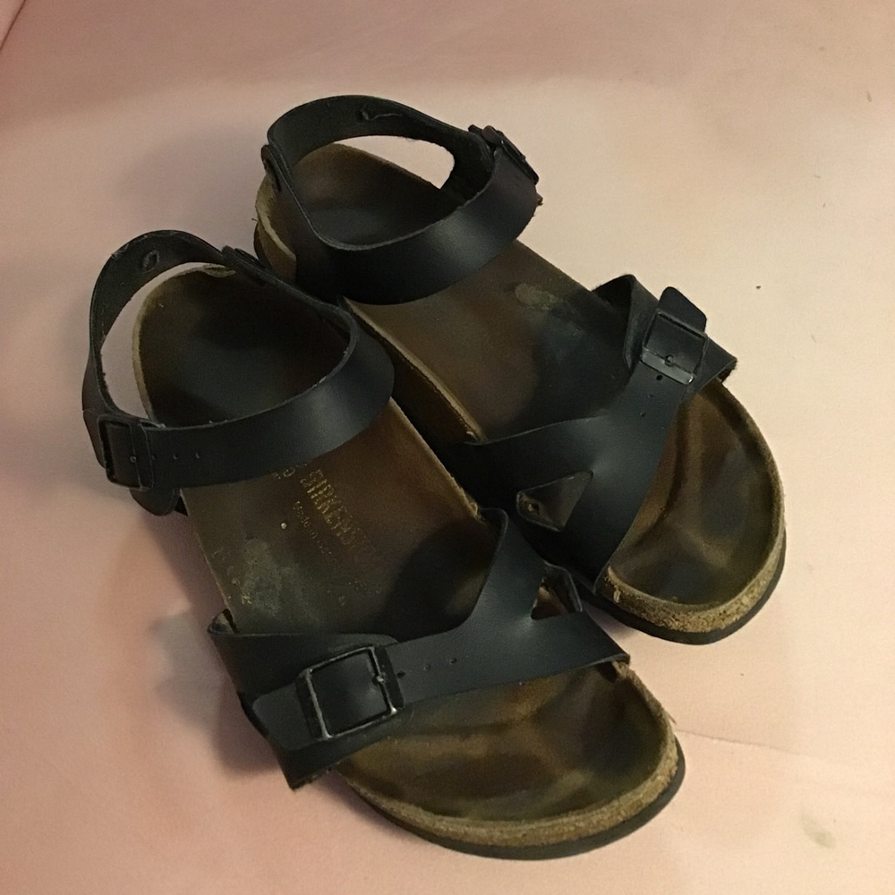 Women's Birkenstock Black Leather Ankle Strap Sandals US 9.5 EU 40